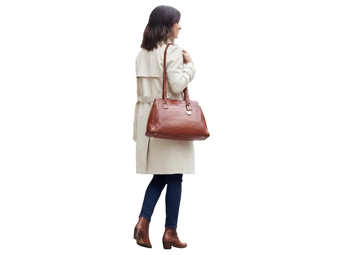Sonia Rykiel Borsa Tote in Pelle Marrone Effetto Coccodrillo - vista 2