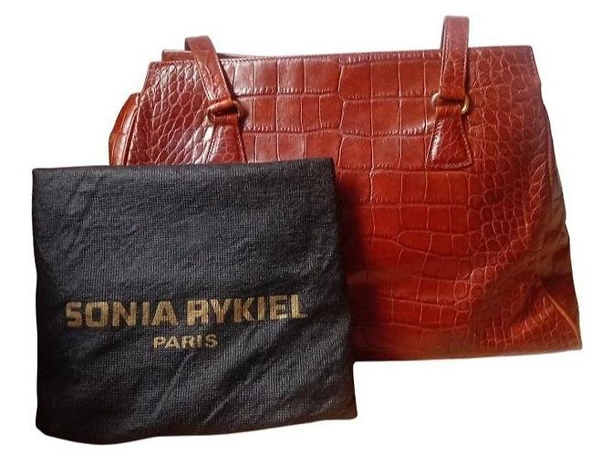 Sonia Rykiel Borsa Tote in Pelle Marrone Effetto Coccodrillo - vista 6