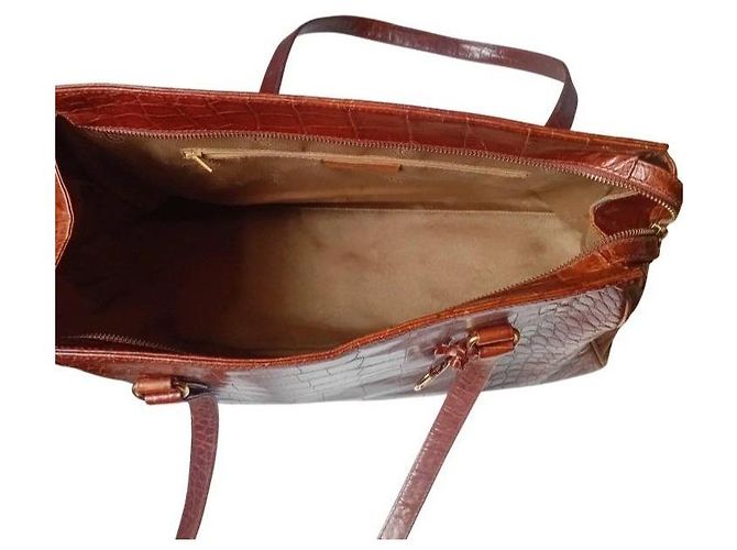 Sonia Rykiel Borsa Tote in Pelle Marrone Effetto Coccodrillo - vista 8