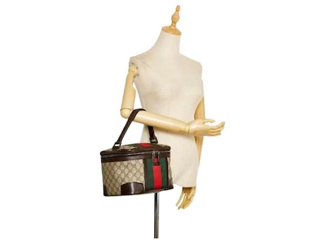 Gucci Beauty Case Monogram Marrone Rosso Verde Monogramma - vista 4