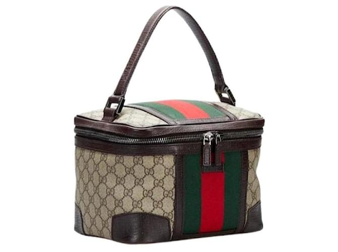 Gucci Beauty Case Monogram Marrone Rosso Verde Monogramma - vista 6