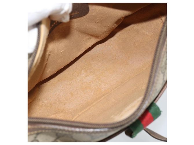 Borsa GUCCI GG Supreme Web Sherry Line in PVC Beige Oro 89 02 032 Auth 184796 D'oro - vista 11