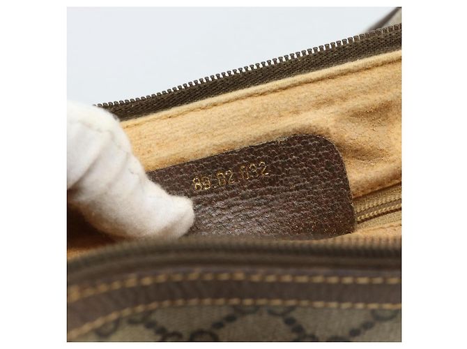 Borsa GUCCI GG Supreme Web Sherry Line in PVC Beige Oro 89 02 032 Auth 184796 D'oro - vista 12