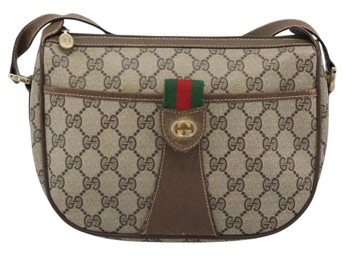 Borsa GUCCI GG Supreme Web Sherry Line in PVC Beige Oro 89 02 032 Auth 184796 D'oro - vista 13