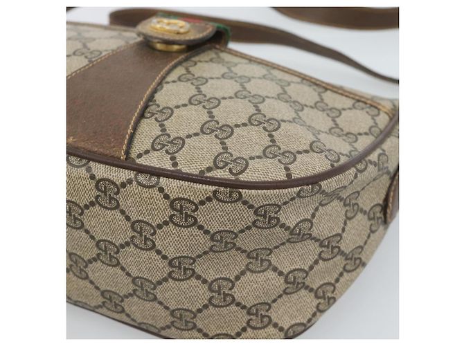 Borsa GUCCI GG Supreme Web Sherry Line in PVC Beige Oro 89 02 032 Auth 184796 D'oro - vista 14