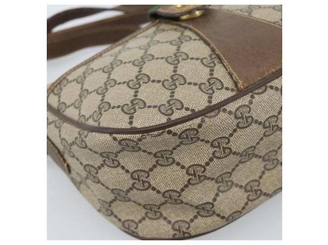 Borsa GUCCI GG Supreme Web Sherry Line in PVC Beige Oro 89 02 032 Auth 184796 D'oro - vista 15