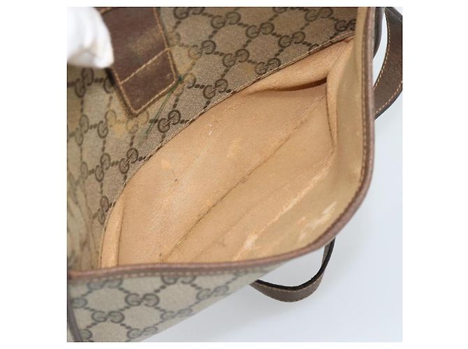 Borsa GUCCI GG Supreme Web Sherry Line in PVC Beige Oro 89 02 032 Auth 184796 D'oro - vista 21