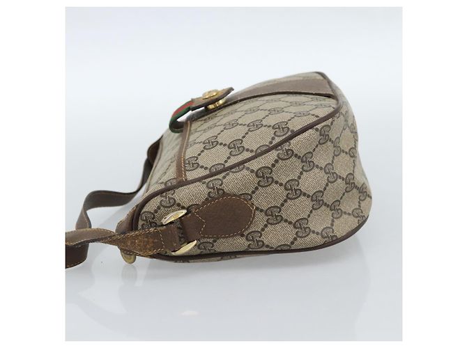 Borsa GUCCI GG Supreme Web Sherry Line in PVC Beige Oro 89 02 032 Auth 184796 D'oro - vista 3