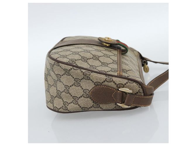 Borsa GUCCI GG Supreme Web Sherry Line in PVC Beige Oro 89 02 032 Auth 184796 D'oro - vista 4