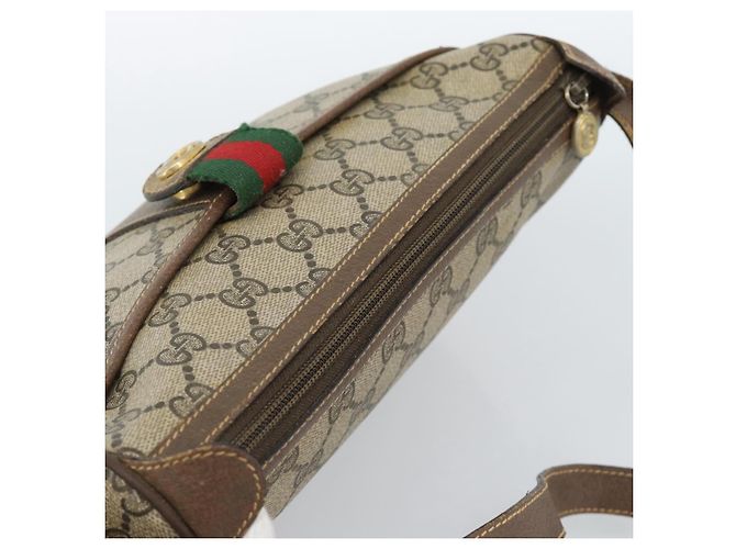Borsa GUCCI GG Supreme Web Sherry Line in PVC Beige Oro 89 02 032 Auth 184796 D'oro - vista 6