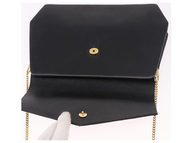 Borsa a tracolla con catena Christian Dior in pelle nera e oro Auth ep14757A Nero D'oro - vista 10