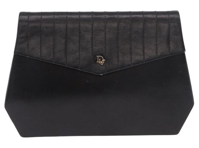 Borsa a tracolla con catena Christian Dior in pelle nera e oro Auth ep14757A Nero D'oro - vista 13