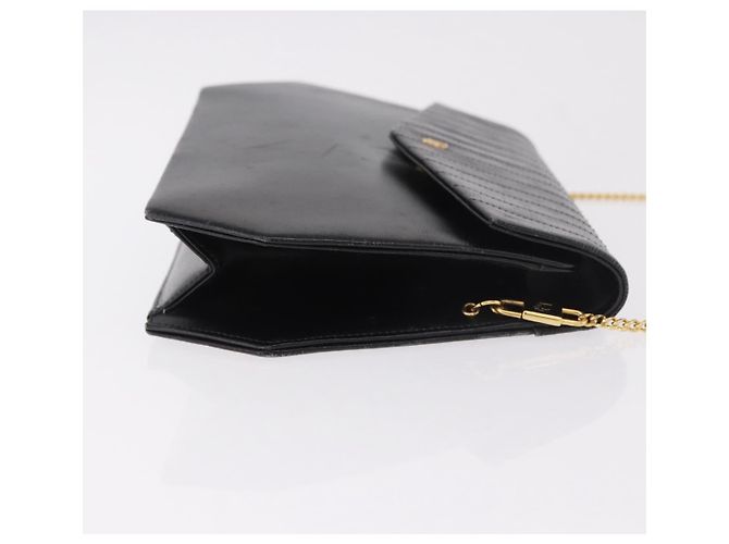 Borsa a tracolla con catena Christian Dior in pelle nera e oro Auth ep14757A Nero D'oro - vista 3