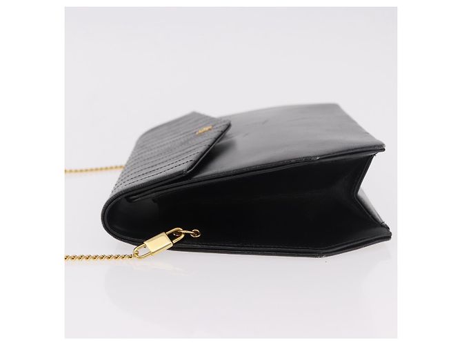 Borsa a tracolla con catena Christian Dior in pelle nera e oro Auth ep14757A Nero D'oro - vista 4