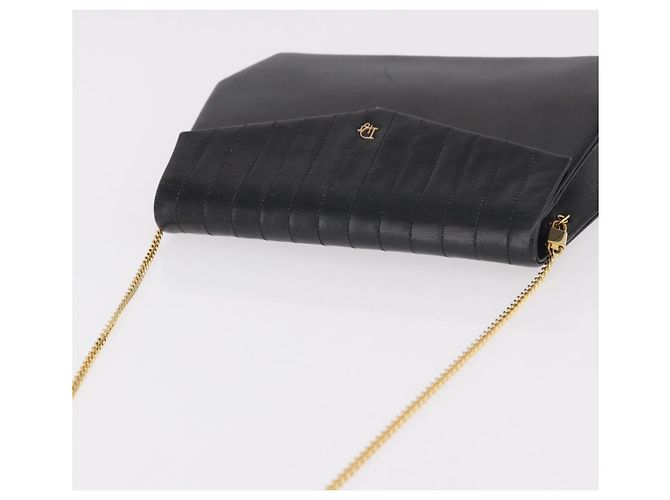 Borsa a tracolla con catena Christian Dior in pelle nera e oro Auth ep14757A Nero D'oro - vista 6
