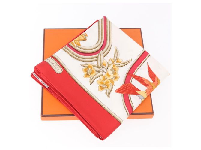Hermès HERMES Carré 90 Schal "Caraibes" Seide Rot Authentisch BA13189M - Ansicht 12