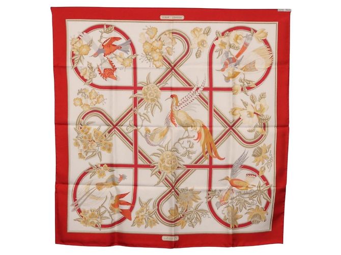 Hermès HERMES Carré 90 Schal "Caraibes" Seide Rot Authentisch BA13189M - Ansicht 14