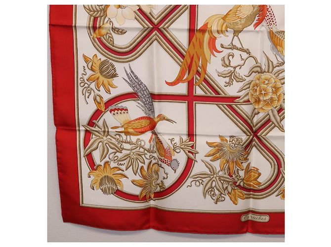 Hermès HERMES Carré 90 Schal "Caraibes" Seide Rot Authentisch BA13189M - Ansicht 8