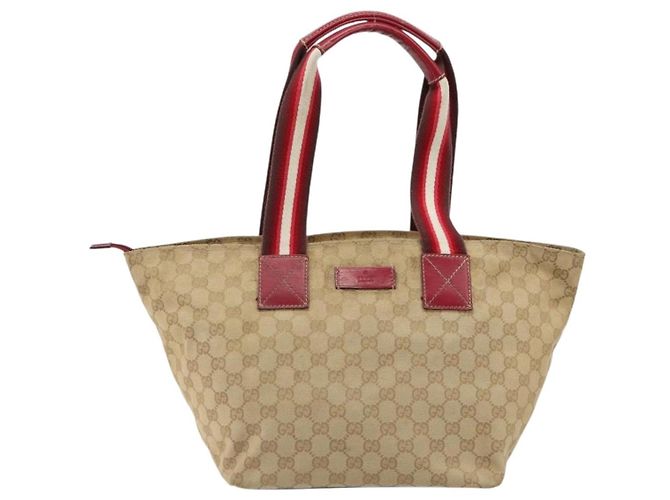 Borsa GUCCI GG Canvas Sherry Line Beige Oro 131230 Auth 184991A D'oro - vista 13