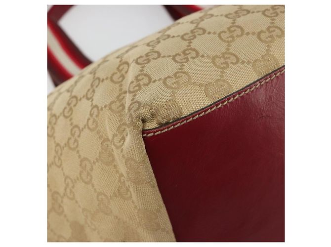 Borsa GUCCI GG Canvas Sherry Line Beige Oro 131230 Auth 184991A D'oro - vista 14