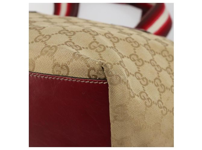 Borsa GUCCI GG Canvas Sherry Line Beige Oro 131230 Auth 184991A D'oro - vista 15