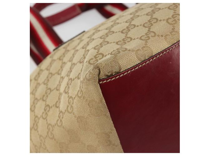 Borsa GUCCI GG Canvas Sherry Line Beige Oro 131230 Auth 184991A D'oro - vista 16