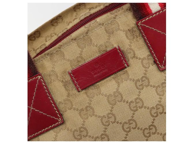 Borsa GUCCI GG Canvas Sherry Line Beige Oro 131230 Auth 184991A D'oro - vista 17