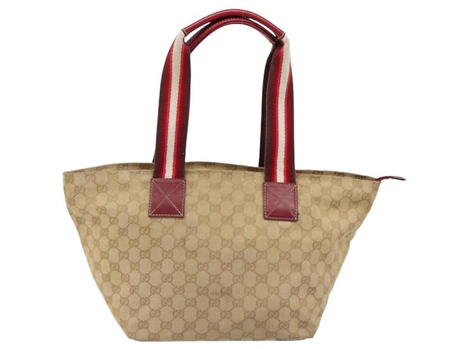 Borsa GUCCI GG Canvas Sherry Line Beige Oro 131230 Auth 184991A D'oro - vista 2
