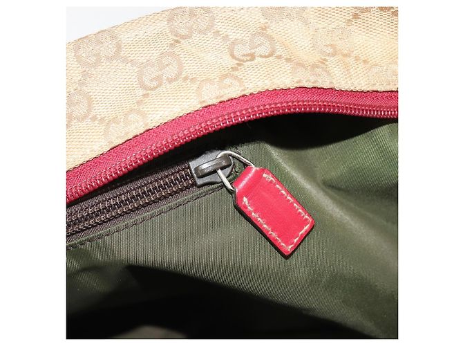 Borsa GUCCI GG Canvas Sherry Line Beige Oro 131230 Auth 184991A D'oro - vista 21