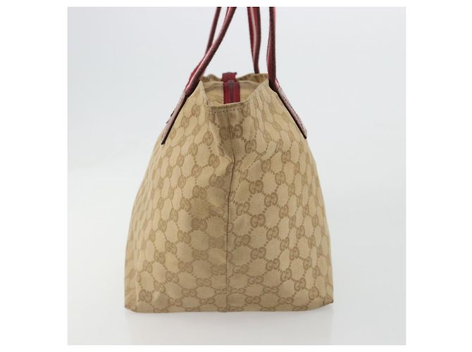 Borsa GUCCI GG Canvas Sherry Line Beige Oro 131230 Auth 184991A D'oro - vista 3