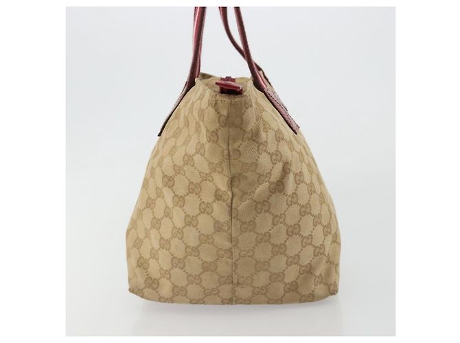 Borsa GUCCI GG Canvas Sherry Line Beige Oro 131230 Auth 184991A D'oro - vista 4