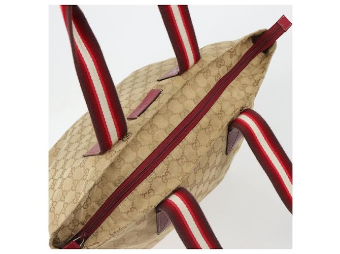 Borsa GUCCI GG Canvas Sherry Line Beige Oro 131230 Auth 184991A D'oro - vista 6