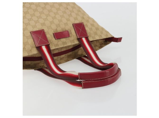 Borsa GUCCI GG Canvas Sherry Line Beige Oro 131230 Auth 184991A D'oro - vista 7