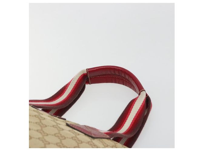 Borsa GUCCI GG Canvas Sherry Line Beige Oro 131230 Auth 184991A D'oro - vista 8
