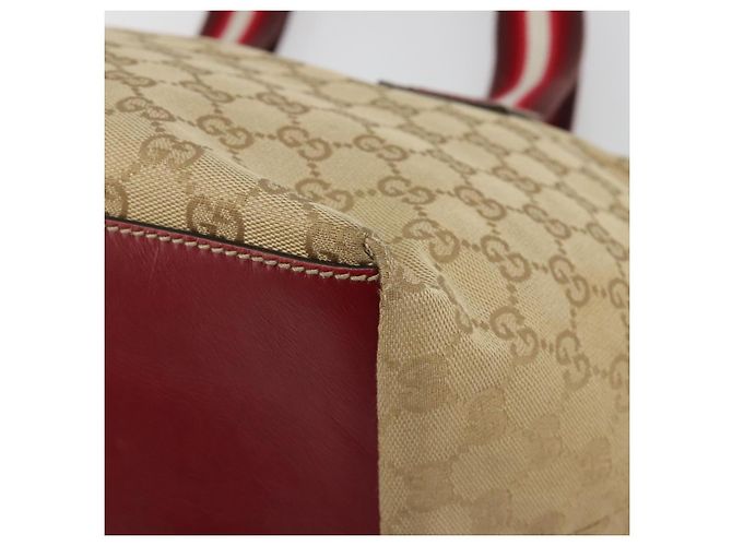 Borsa GUCCI GG Canvas Sherry Line Beige Oro 131230 Auth 184991A D'oro - vista 9