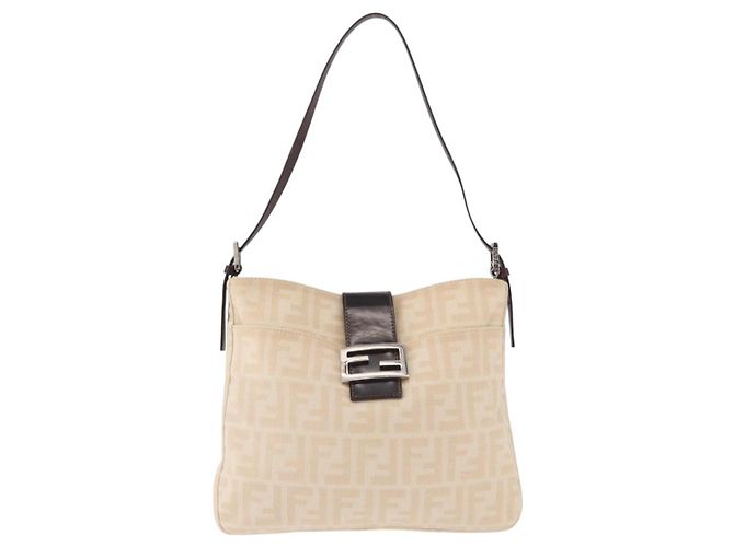 FENDI Zucca Canvas Mamma Baguette Shoulder Bag Beige Argento Autentica 184984SAV - vista 13