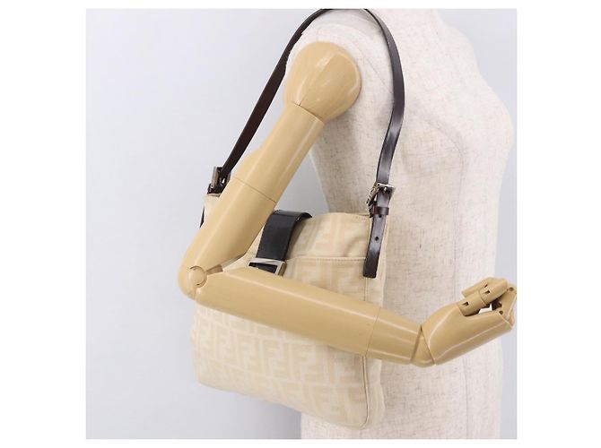 FENDI Zucca Canvas Mamma Baguette Shoulder Bag Beige Argento Autentica 184984SAV - vista 25
