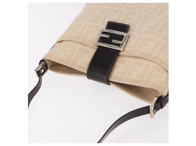 FENDI Zucca Canvas Mamma Baguette Shoulder Bag Beige Argento Autentica 184984SAV - vista 6