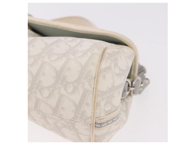 Borsa Christian Dior Trotter Canvas Romantic Chain PVC Bianco Argento Auth 184394SAM - vista 15