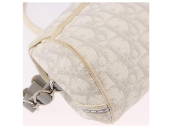 Borsa Christian Dior Trotter Canvas Romantic Chain PVC Bianco Argento Auth 184394SAM - vista 16