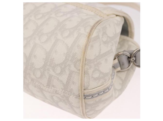 Borsa Christian Dior Trotter Canvas Romantic Chain PVC Bianco Argento Auth 184394SAM - vista 17