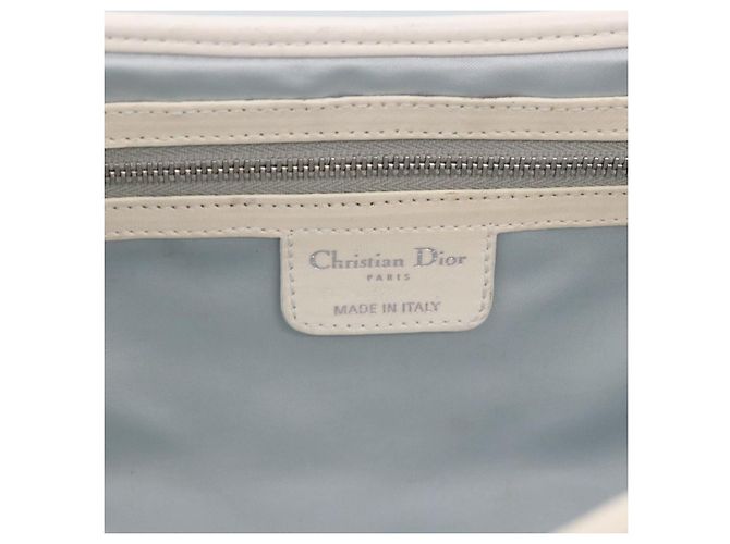 Borsa Christian Dior Trotter Canvas Romantic Chain PVC Bianco Argento Auth 184394SAM - vista 19