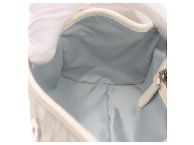 Borsa Christian Dior Trotter Canvas Romantic Chain PVC Bianco Argento Auth 184394SAM - vista 21