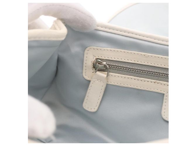 Borsa Christian Dior Trotter Canvas Romantic Chain PVC Bianco Argento Auth 184394SAM - vista 22