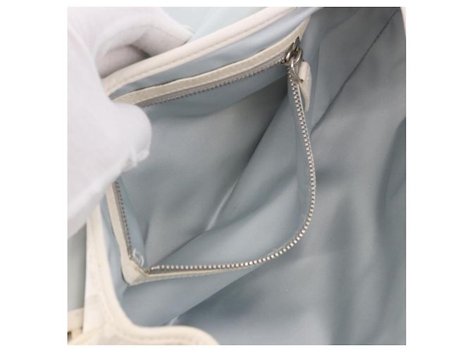 Borsa Christian Dior Trotter Canvas Romantic Chain PVC Bianco Argento Auth 184394SAM - vista 23
