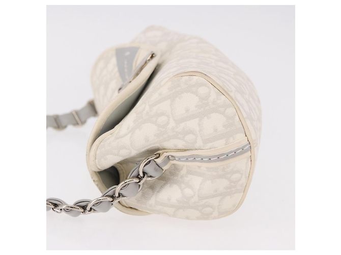 Borsa Christian Dior Trotter Canvas Romantic Chain PVC Bianco Argento Auth 184394SAM - vista 4