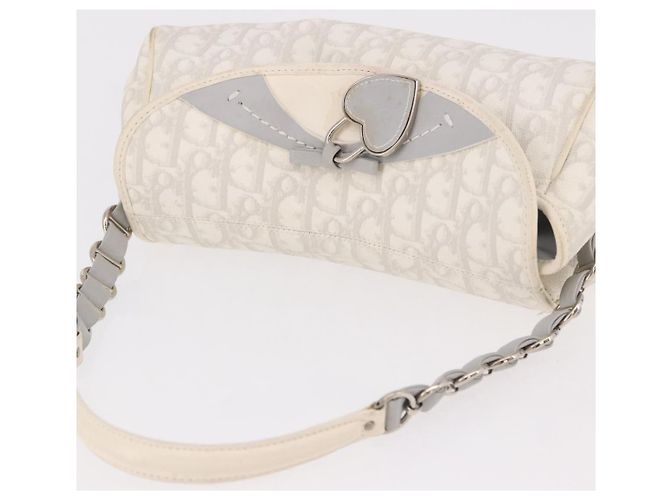 Borsa Christian Dior Trotter Canvas Romantic Chain PVC Bianco Argento Auth 184394SAM - vista 6