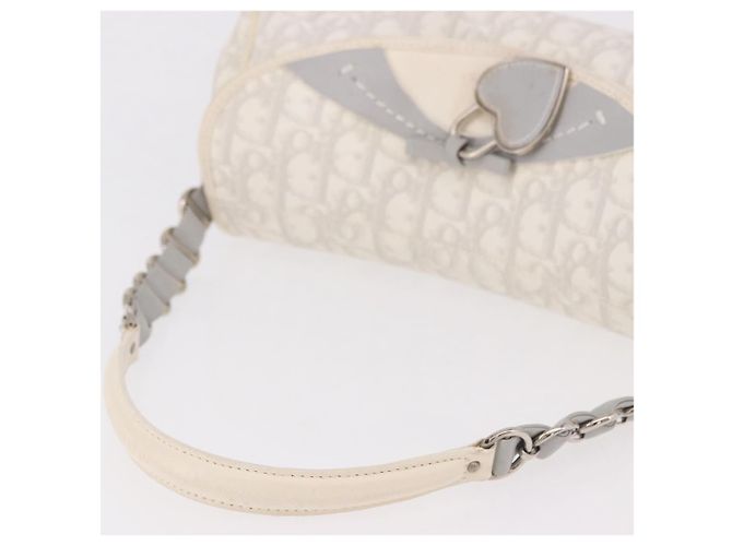 Borsa Christian Dior Trotter Canvas Romantic Chain PVC Bianco Argento Auth 184394SAM - vista 7