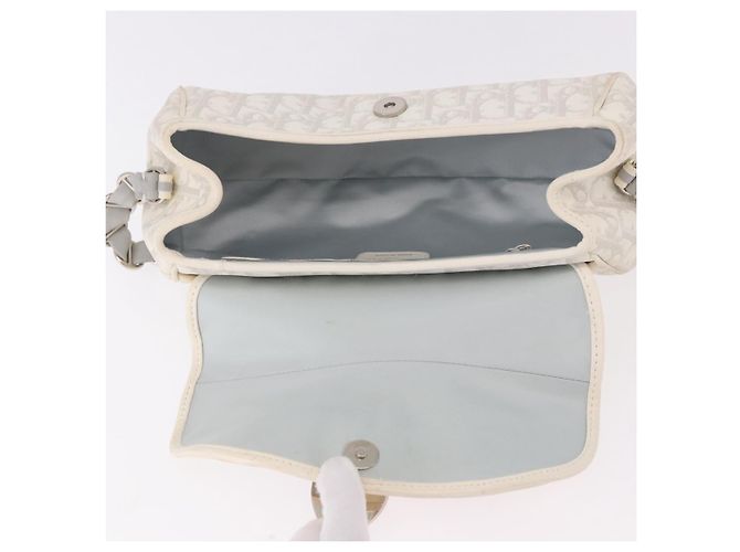 Borsa Christian Dior Trotter Canvas Romantic Chain PVC Bianco Argento Auth 184394SAM - vista 9