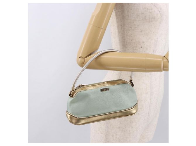Borsa GUCCI in tela e pelle azzurro chiaro 039 1133 Auth 184368A Blu chiaro - vista 21